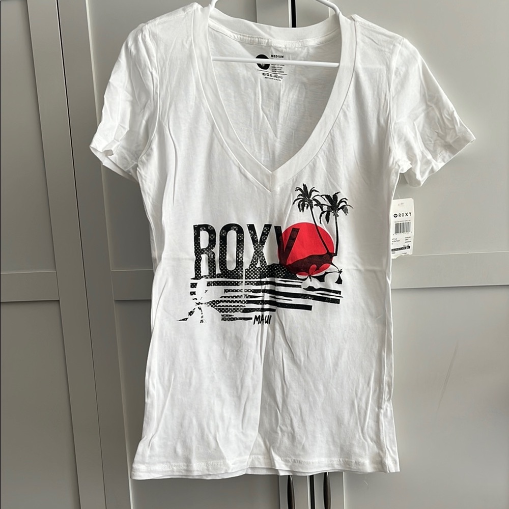 Roxy White Fitted Short Sleeve T-Shirt